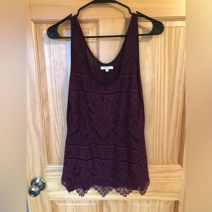 Women's Burgundy Lace Tank Top